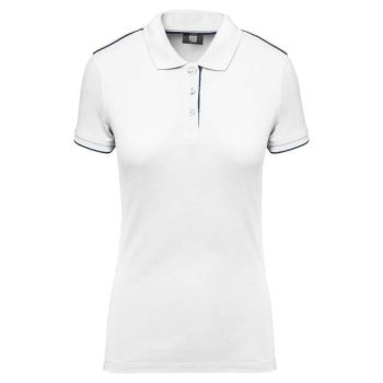 LADIES' SHORT-SLEEVED CONTRASTING DAYTODAY POLO SHIRT White/Navy M