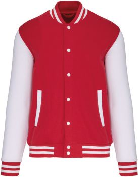 Kariban | Unisex fleecová bunda "Teddy" red/white L