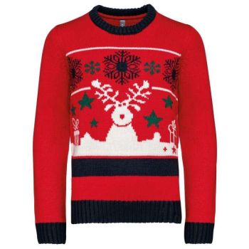 KIDS’ CREW NECK CHRISTMAS JUMPER Cherry Red 8/10