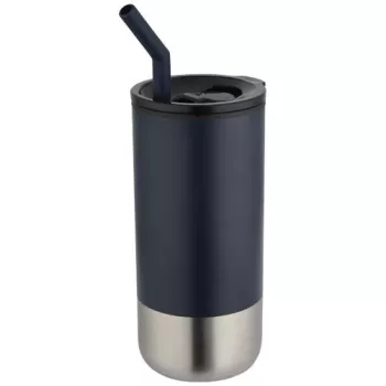 Grayson 480ml hrnek s tepelnou izolací s certifikací RCS a brčkem námořnická modrá
