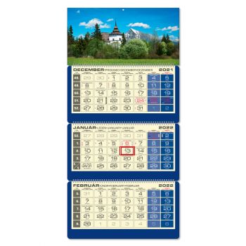 Trojmesačný Kalendár Luxus 3M Modrý 2022