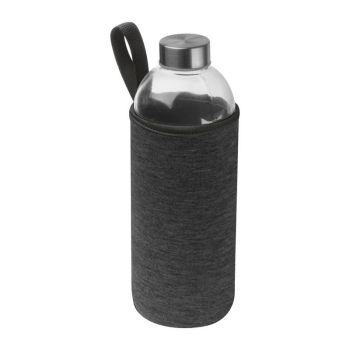 Sklenená fľaša v neoprénovom puzdre 1000 ml strieborná