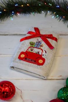OLIMA CHRISTMAS TOWEL - CHRISTMAS SHOPPING Sand 45X70