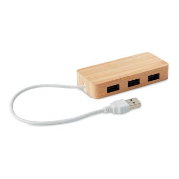 VINA USB hub, 3 porty wood