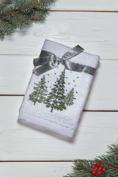 OLIMA CHRISTMAS TOWEL - PINE FOREST White 45X70