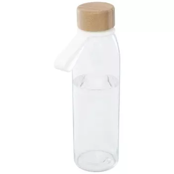 Skleněná láhev na vodu Porto s objemem 500 ml, silikonovou rukojetí a bambusovým víčkem průhledná čirá