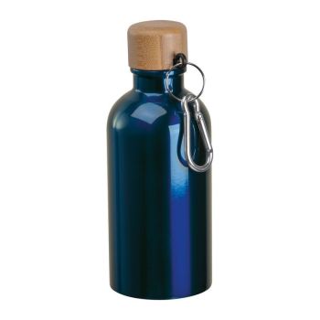 Nerezová fľaša s karabínou, 400 ml dark blue