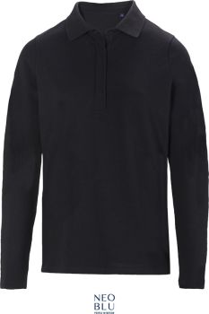 NEOBLU | Dámské piqué polo z těžké bavlny s dlouhým rukávem deep black 3XL