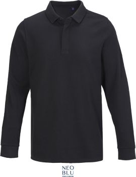 NEOBLU | Pánské piqué polo z těžké bavlny s dlouhým rukávem deep black S
