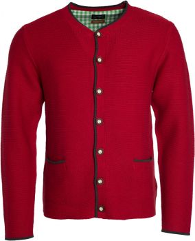 James & Nicholson | Pánská pletená bunda v tradičním krojovém vzhledu red/anthracite melange/g