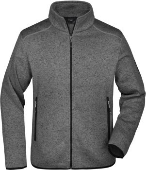 James & Nicholson | Pánská pletená fleecová bunda dark grey melange/silver L
